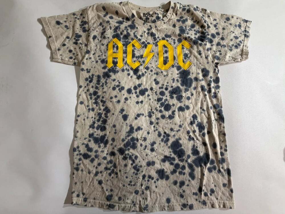 AC/DC Tie Dye Bleach Distressed Graphic Band T-Shirt Size S